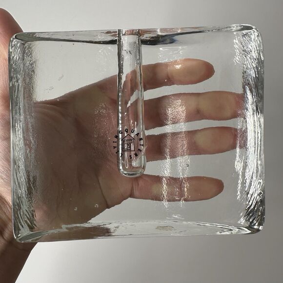 Living Quarters Half Moon Glass Bud Vase Taper Candle Pen Holder Book End Heavy - Picture 9 of 15